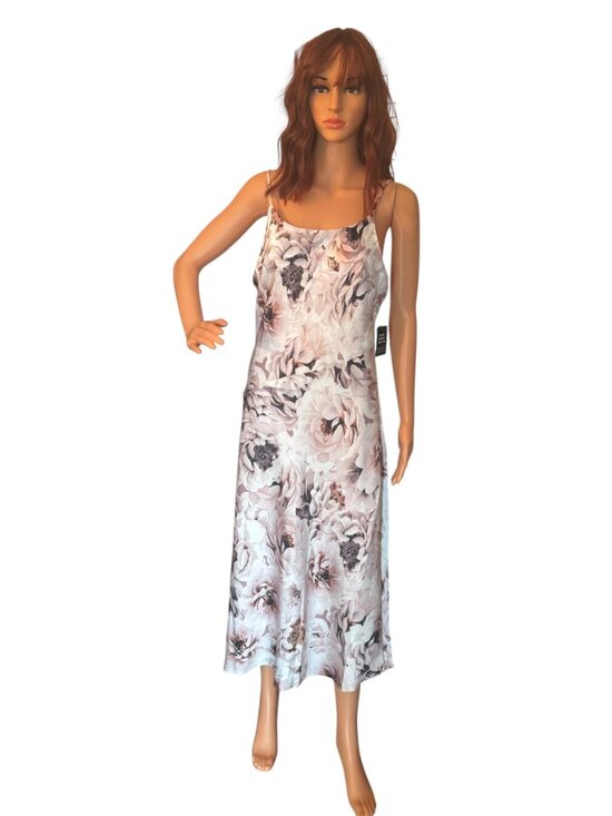 Express Dresses & Skirts - Express Cream and Brown/Pink Floral Scoop neck Midi Dress Size 8